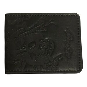 Ed Hardy Black Embossed Skull Card Wallet